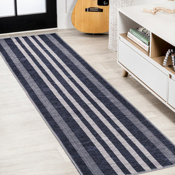Vichy Geometric Striped Machine-washable Area Rug